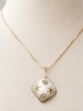 Sterling Silver 925 Y2K Minimalist Geometric Artisan Pendant Necklace